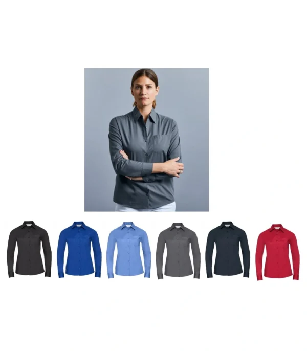 Russell Collection 934F Ladies L/Sleeve Easy Care Poplin Shirt